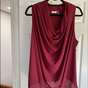 NWOT DKNYC cowl neck sleeveless top, sheer back